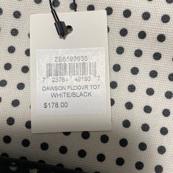 Fossil Dawson Fldovr tote black and white polka dots NWT - Picture 4 of 10